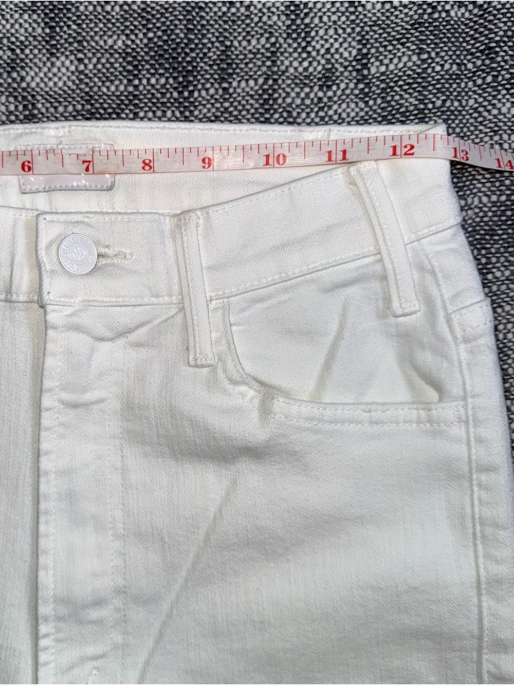 MOTHER The Hustler Ankle Fray 26 Boot Crop White High Rise Fairest Of Them All - Picture 5 of 13